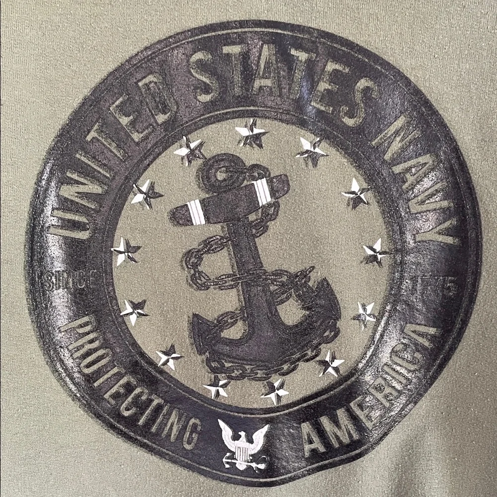Gildan Olive Green US Navy Hoodie - Picture 2 of 3